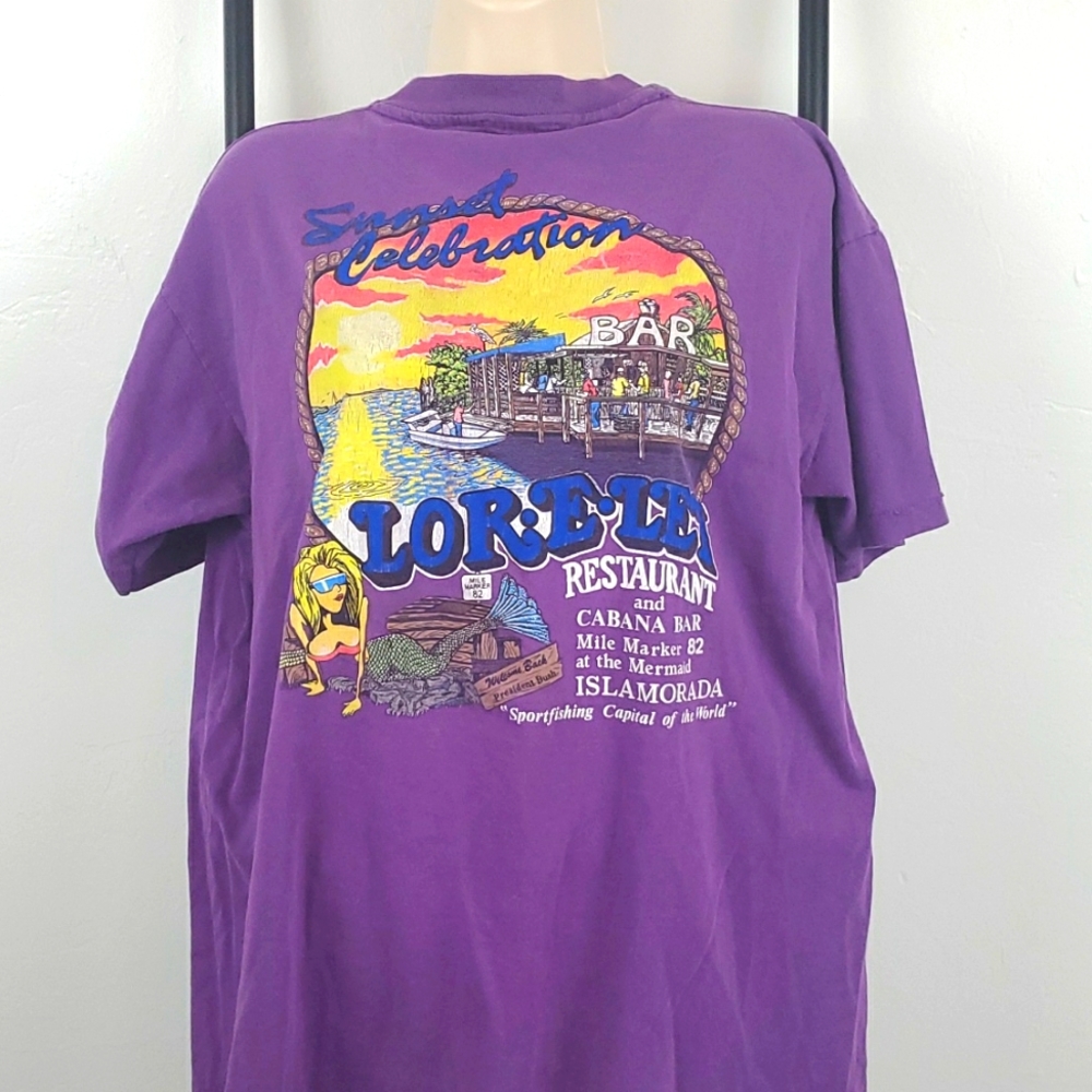 Vintage Anvil 1982 purple graphic t-shirt  cotton Lir'E'Let Restaurant Size L